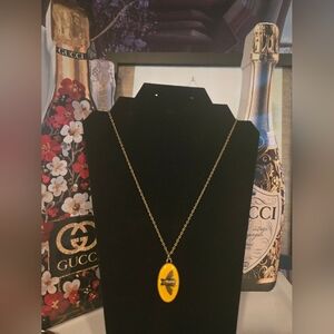 Gucci Gold Tone Authentic Upcycled Charm Necklace with Yellow Bee Pendant